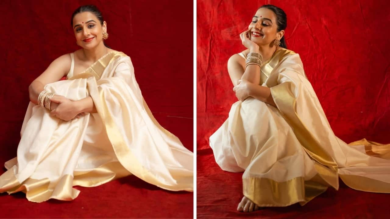 Navratri wishes: Vidya Balan sets the tone for Day 1 in a stunning ivory and gold saree