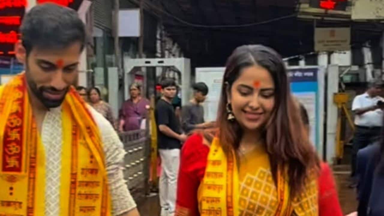 Avika Gor and fiance Milind Chandwani visit Siddhivinayak temple to seek blessings ahead of wedding; distribute sweets among paparazzi