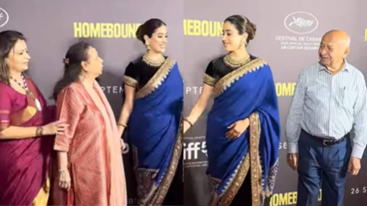 Janhvi Kapoor poses with boyfriend Shikhar Pahariya’s family at Homebound Premiere