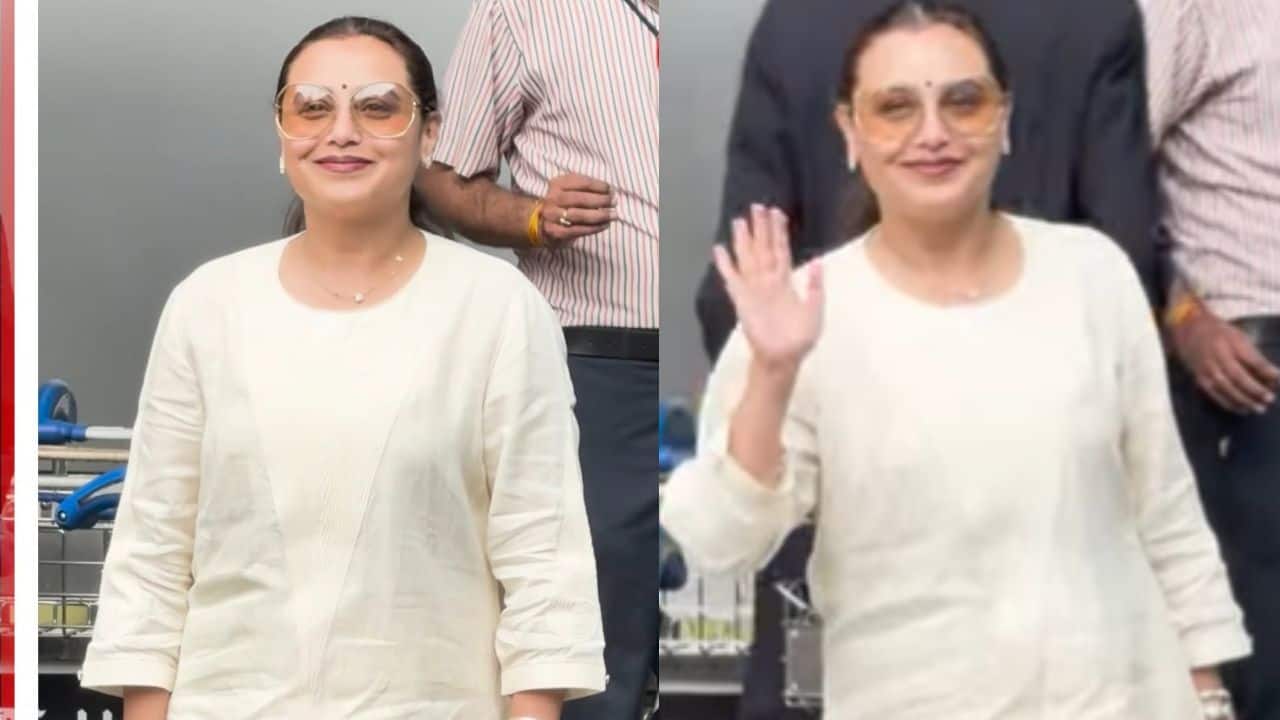 Rani Mukerji smiles at paparazzi as she leaves for New Delhi ahead of the 71st National Awards ceremony: Watch