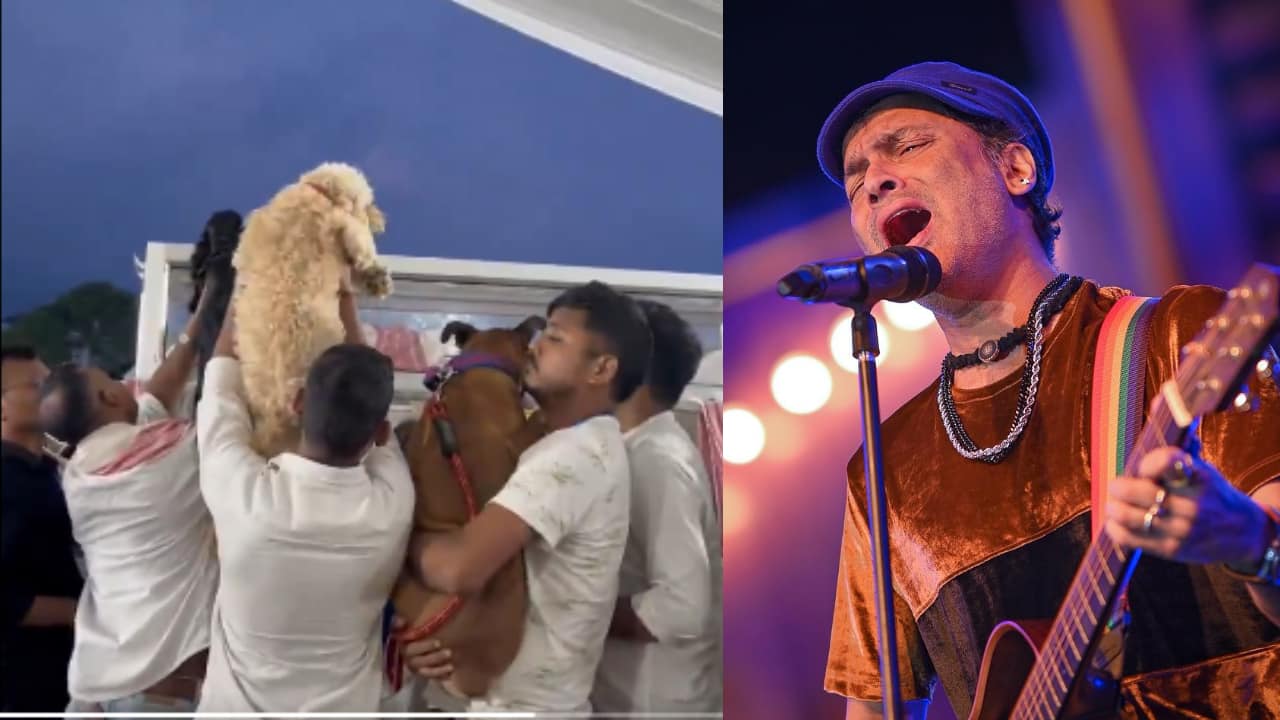 Zubeen Garg's dogs gaze at him for the last time, stirring silence among thousands, watch