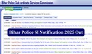 Bihar Police SI Notification 2025 Out: Check vacancies, application date and other details here