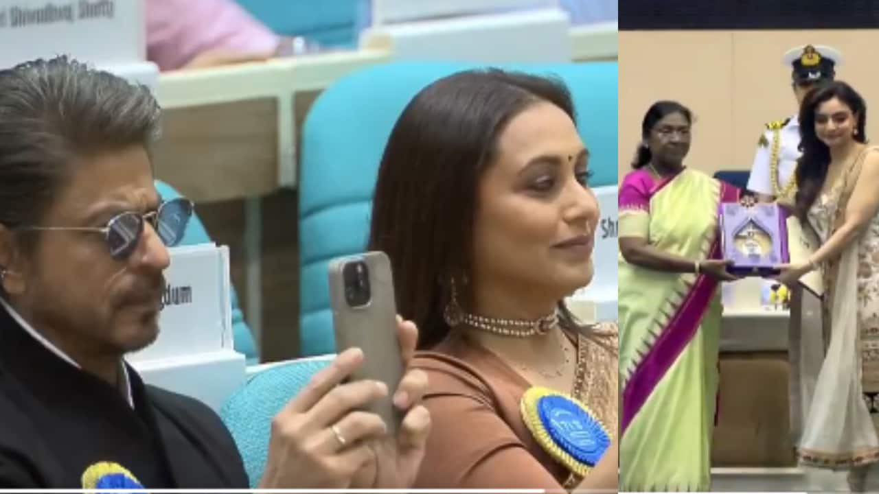 Shah Rukh Khan and Rani Mukerji record choreographer Vaibhavi Merchant's National Award-winning moment on their phone, see pic