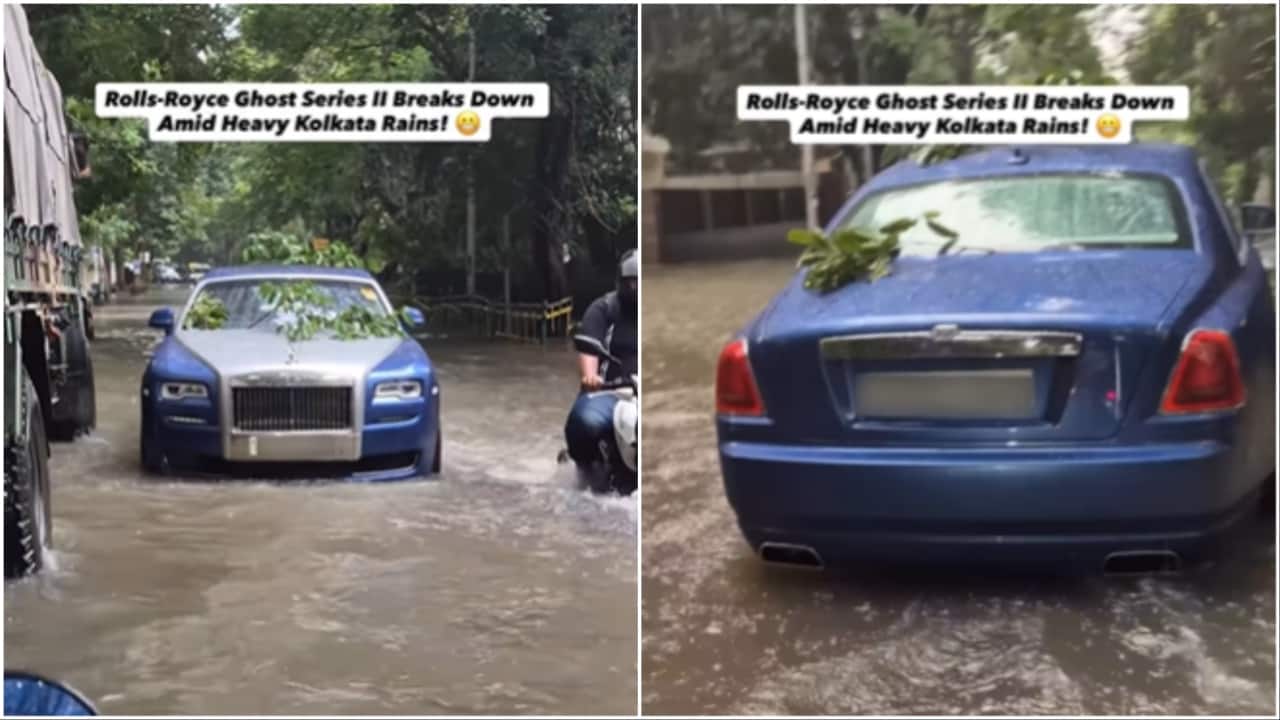 Rs 10 crore Rolls-Royce gets stuck in Kolkata flood waters. Rs 10 lakh Tata car drives by. Watch