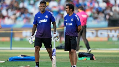 India head coach Gautam Gambhir with T20I captain Suryakumar Yadav (AP Photo)