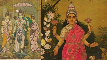 Raja Ravi Varma's art went viral, thanks to the prints and posters he made in his own press at the turn of the 20th century. His use of Western techniques to depict Indian gods, goddesses, royalty but also everyday scenes caught the imagination of a people who could not otherwise have afforded his oils, A new exhibition in Australia is revisiting his work. (Images courtesy QAGOMA, from the art show 'The God of Small Things: Faith and Popular Culture)