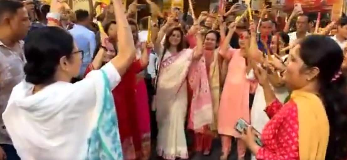 BJP fires fresh salvo at Mamata Banerjee after CM partakes in dandiya event at Kolkata puja pandal