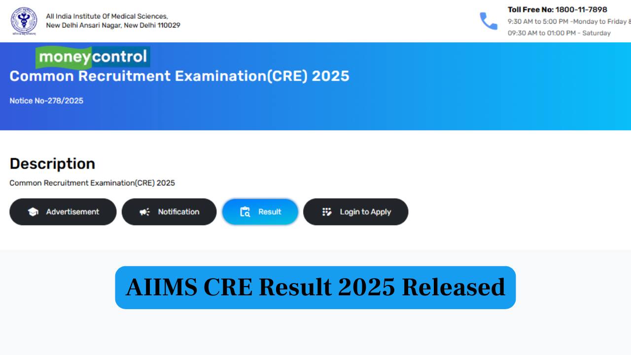 AIIMS CRE Result 2025 released at aiimsexams.ac.in; direct link here