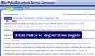 Bihar Police SI Registration 2025 begins for 1799 vacancies; check direct link to apply here