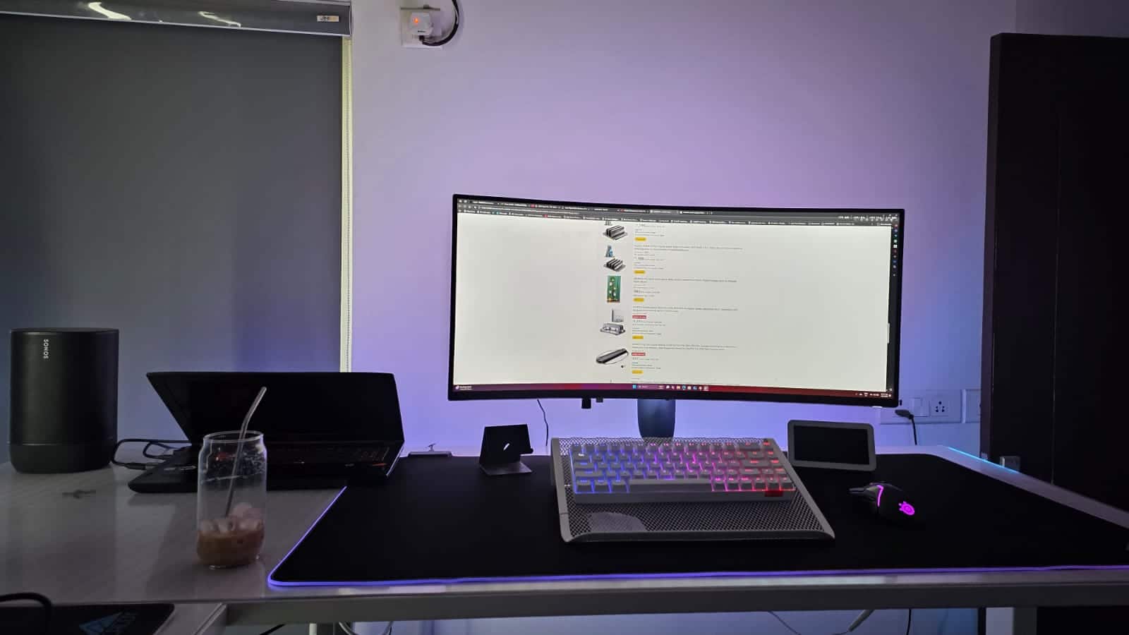 RGB lighting The keyboard includes RGB backlighting with multiple effects. It enhances aesthetics and is a popular feature among gamers. Although there's no software support, all the controls for the RGB are done via key combinations which are properly marked on the keyboard. For instance, the brightness control is Fn+ Arrow up or down, the RGB effect change is Fn+Back slash, The colour change is Fn+Enter and so on.