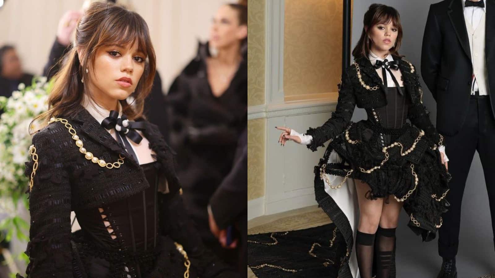 Met Gala 2023 For her earlier Met Gala outing in 2023, Jenna Ortega leaned into “goth glam” with Thom Browne. Black, white, ruffled, layered—it was dramatic in all the right ways. The look doubled as a nod to Karl Lagerfeld and her Wednesday persona. It was campy, high-fashion, and absolutely unforgettable. Met Gala 2023 For her earlier Met Gala outing in 2023, Jenna Ortega leaned into “goth glam” with Thom Browne. Black, white, ruffled, layered—it was dramatic in all the right ways. The look doubled as a nod to Karl Lagerfeld and her Wednesday persona. It was campy, high-fashion, and absolutely unforgettable.