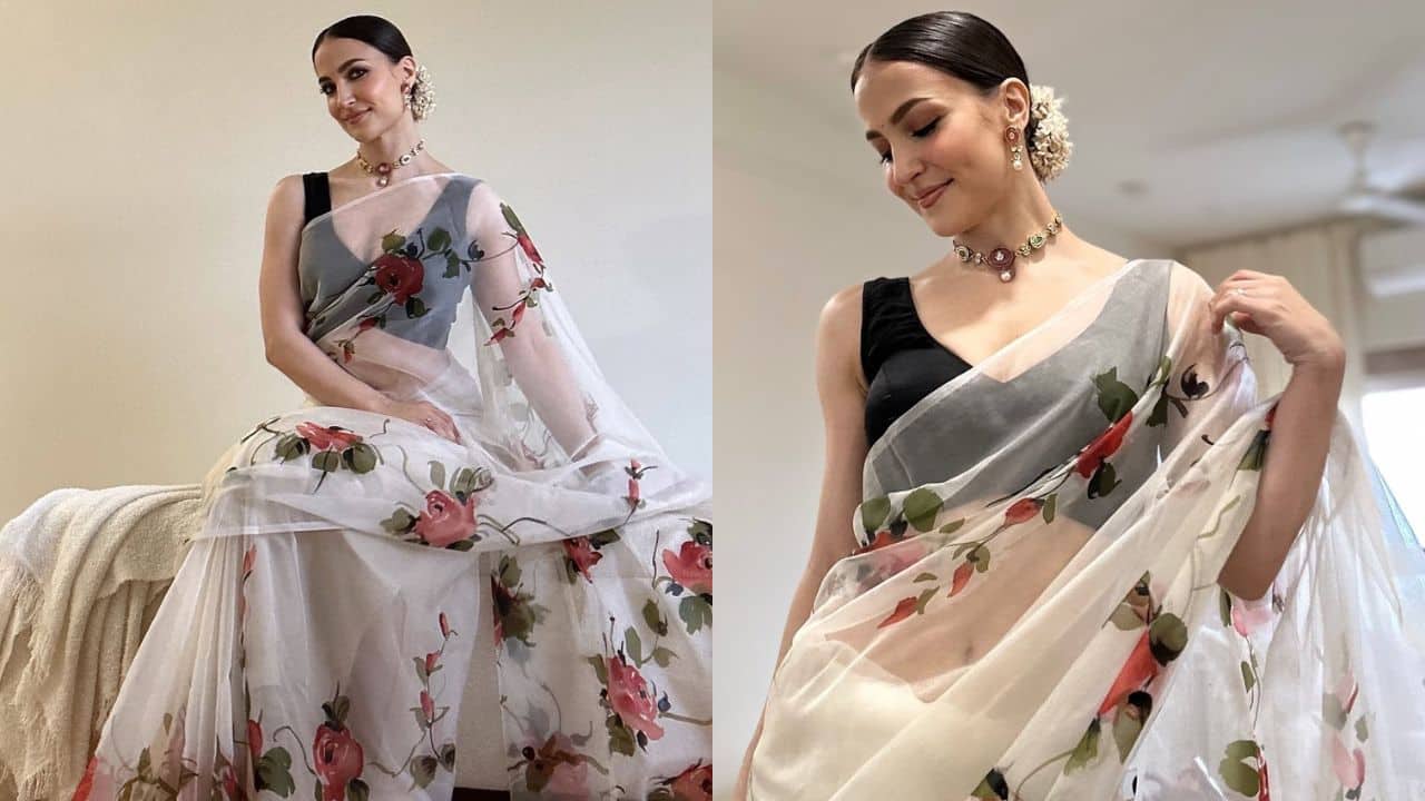 Floral festive Elli brings a new wave of tradition to those who enjoy flowers during the festive season. The actress accessorized her floral saree with delicate jewelry and a black blouse that went along with it. Her well-groomed hair was tied back with a gajra, which gave the entire a traditional feel. Floral festive Elli brings a new wave of tradition to those who enjoy flowers during the festive season. The actress accessorized her floral saree with delicate jewelry and a black blouse that went along with it. Her well-groomed hair was tied back with a gajra, which gave the entire a traditional feel.