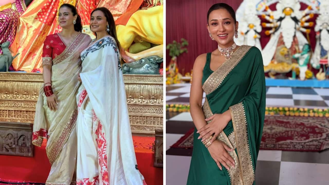 Durga Puja 2025: Saree and jewellery ideas from Kajol, Rani Mukerji, Mimi Chakraborty