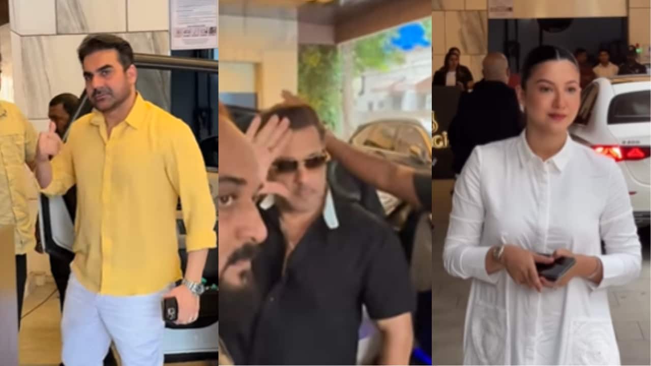 Arbaaz Khan and Sshura Khan twin in yellow at baby shower, Salman Khan and family joins celebration