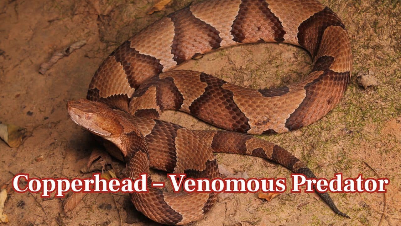 Copperhead Overview: Copperheads are venomous pit vipers with copper-colored heads. They use stealth, ambush predation, and venom to immobilize small mammals and protect themselves from predators. (Image: Canva)