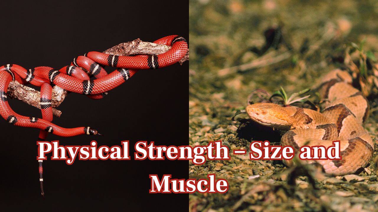 Physical Strength – Size and Muscle: Copperheads are 2–3 feet on average, utilizing venom instead of size. Kingsnakes reach 4–5 feet and utilize muscular bodies in order to overpower and constrict prey. (Image: Canva)