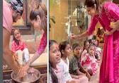 Shilpa Shetty and Raj Kundra perform Kanya Puja with daughter Samisha, serve Bhojan Prasad to girls on Ashtami
