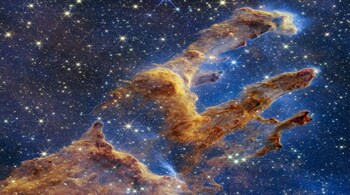 Pillars of Creation in the Eagle Nebula reveal newborn stars amid cosmic dust. (Image: NASA/ESA/CSA/ STScI)