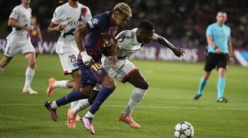 Nuno Mendes shines against Lamine Yamal as PSG beats Barcelona 2-1 in Champions League (AP Photo)