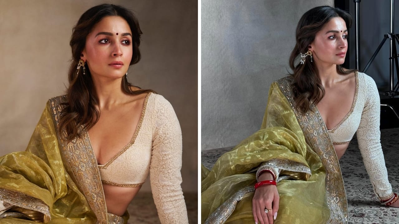 Front-Facing Pallu The actress’s saree was draped with a front-facing pallu, which gave it a more traditional, desi appearance. It was tied flawlessly and looked refreshingly different from her previous looks. Along with the style of her blouse, she exuded undeniable vintage charm.(Image: Instagram)