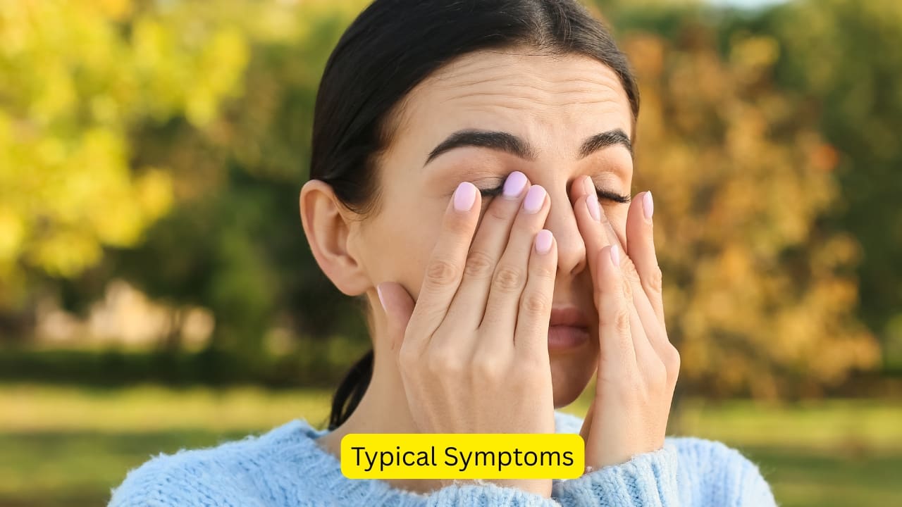 Typical Symptoms In some cases, there may also be itching in the nose, and the eyes may begin watering too. Itching in the palate and pharynx is not uncommon. In case of a perennial allergy, the symptoms may not be as severe. The person may experience frequent colds and a stuffy nose. (Image: Canva)