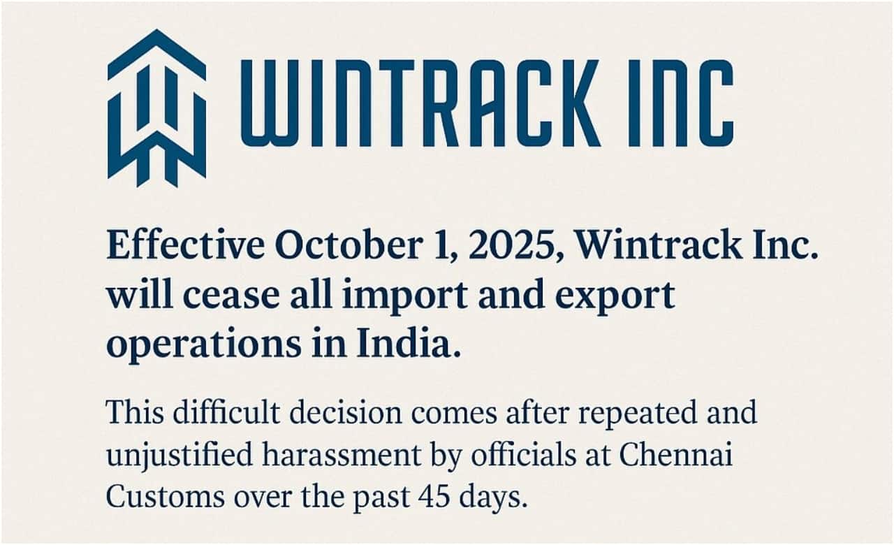 Wintrack pulls out of India alleging harassment at Chennai Customs, officials deny charges. Backlash follows