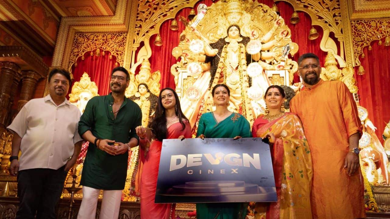 Ajay Devgn, Kajol, Nysa Devgan rebrands NY Cinemas as Devgn Cinex at North Bombay Durga Puja