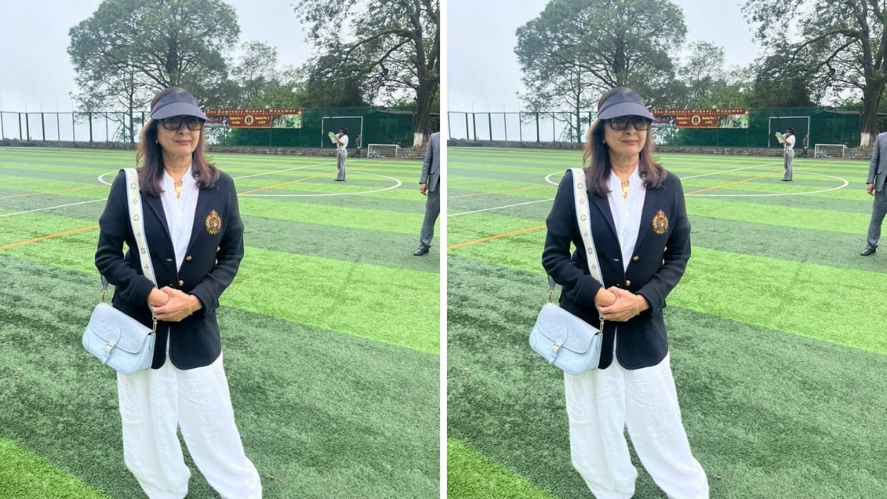 Fusion check The actress knows the art of layering, as she is seen sporting stylish whites with a smart navy coat. Her look is accessorised with a shoulder bag, a baseball cap, and sunglasses.(Image: Instagram)
