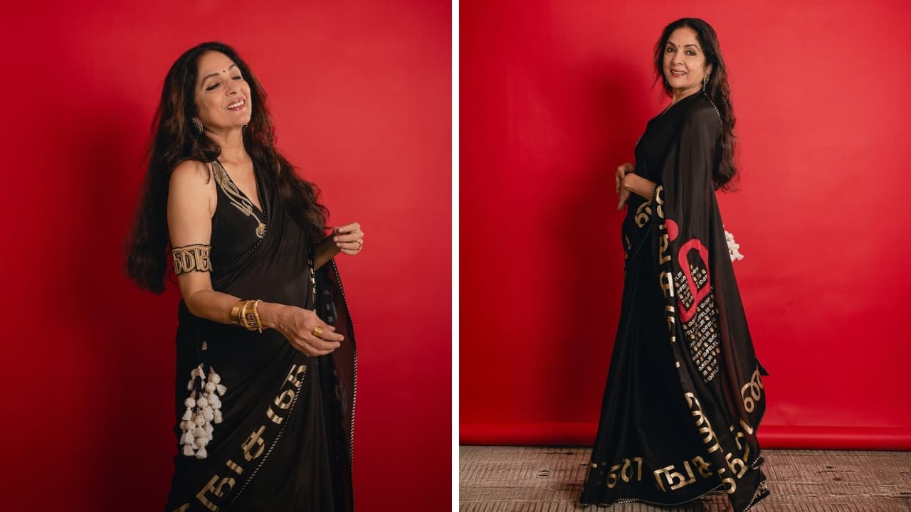 Enigmatic in black Whether it’s a dress or a saree, the actress is a pro at pulling off all kinds of styles. Her boho-grunge look in this black saree is put together flawlessly. The gold detailing on both the six-yard drape and baju bandh gives it a contemporary touch.(Image: Instagram)