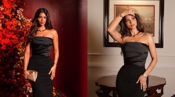 Suhana Khan stuns in strapless black gown at Cartier event