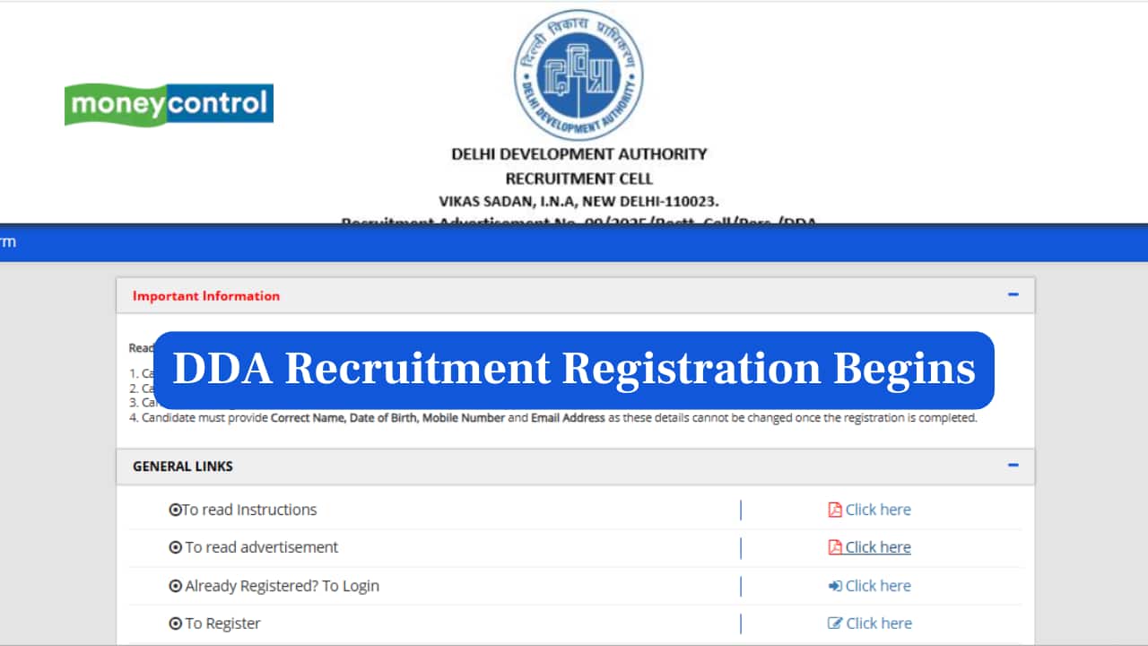 DDA Recruitment 2025: Registration begins for 1732 vacancies at dda.gov.in; direct link to apply here