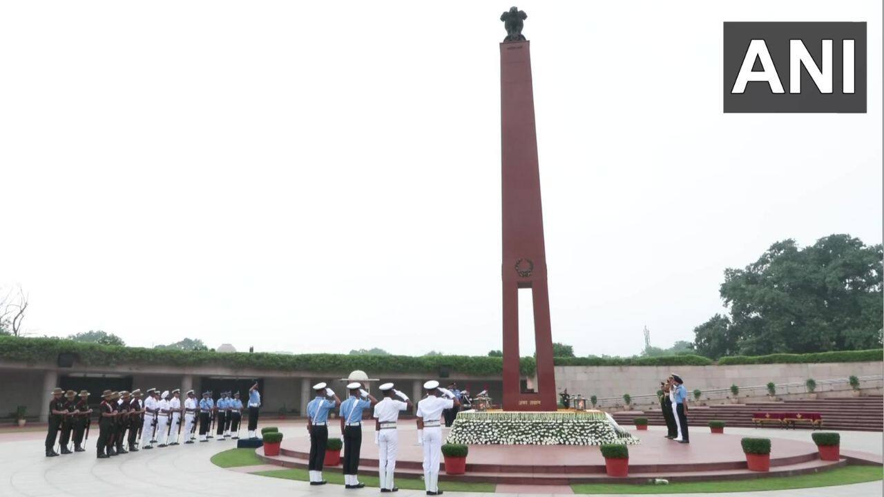 Indian Air Force personnel conduct a parade honouring the country's air warriors on the 93rd Indian Air Force Day. | ANI Indian Air Force personnel conduct a parade honouring the country's air warriors on the 93rd Indian Air Force Day. | ANI