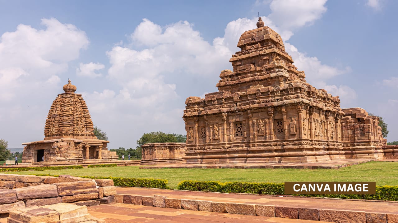 4. Sangameshwara Temple: A Dravida-style Shiva temple built between 720–733 CE. The temple has a square sanctum, covered pradakshina patha, sixteen massive pillars, and friezes depicting Rama, Vishnu, and Shiva.