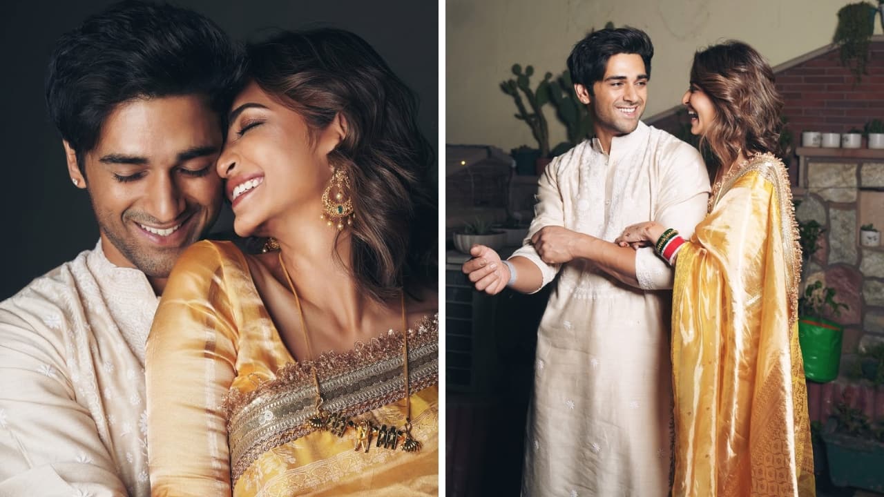 Kriti Kharbanda Kriti opted for a bright festive yellow saree with a traditional gold border. Adding a dose of glamour, she accessorised with a stylish gold neckpiece and traditional earrings with pearl drops. Her look was fresh, festive, and quite fabulous. (Image: Instagram)