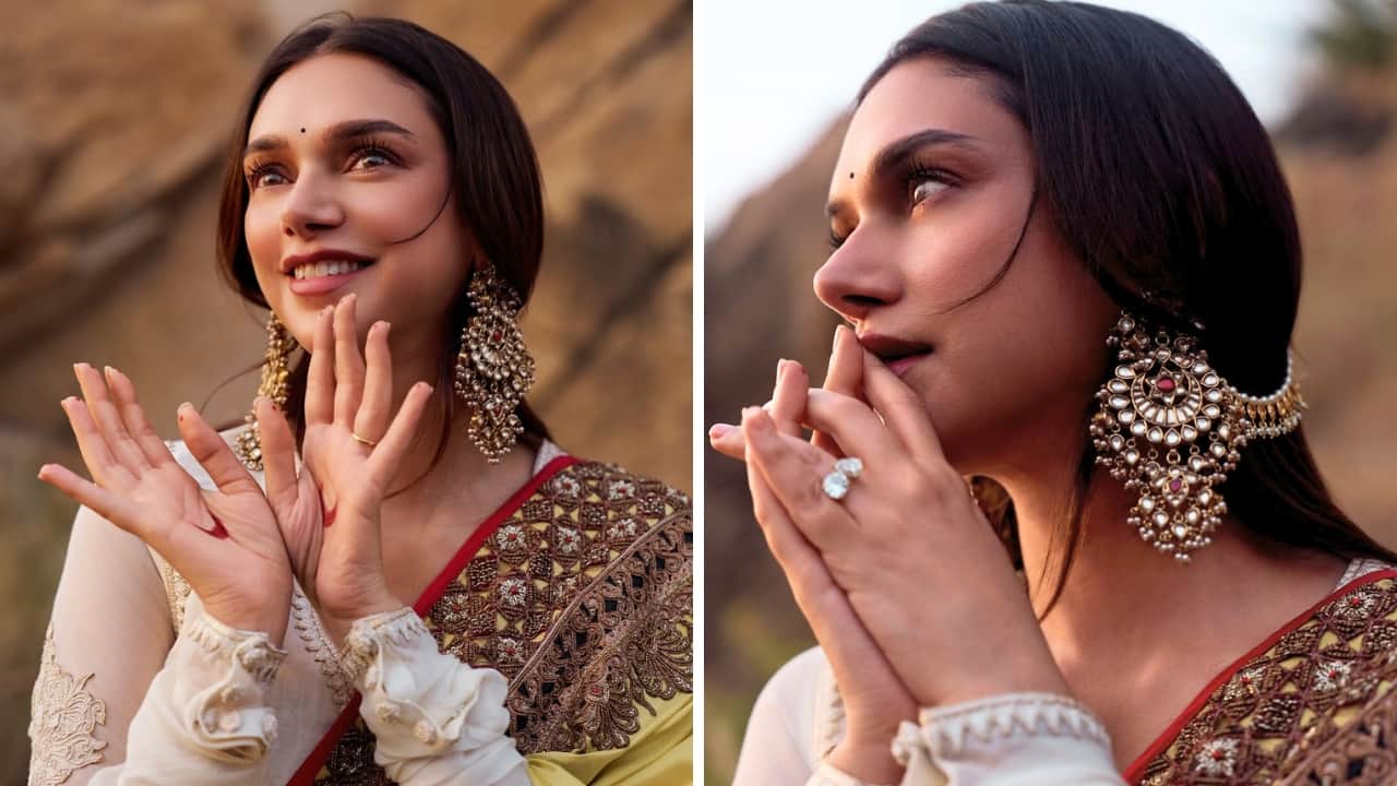 Aditi Rao Hydari When it comes to sporting ethnic ensembles, Aditi Rao Hydari loves to experiment, and this picture is proof. Her statement ear chain is a true showstopper here for its dramatic size that complements the long white blouse beautifully. (Image: Instagram)