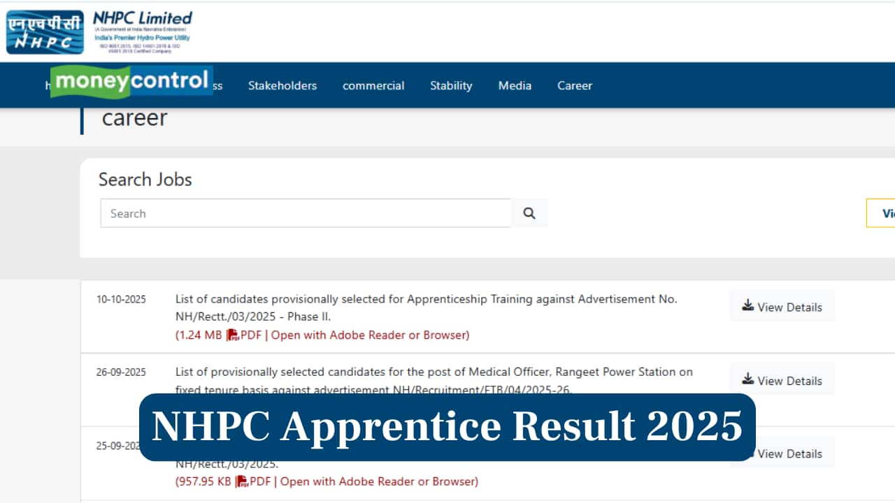 NHPC Apprentice Result 2025 Released; Direct link to download PDF here