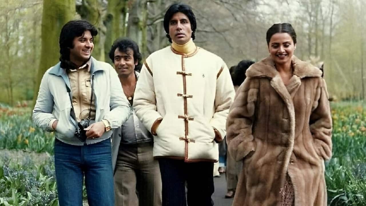 Amitabh’s Focus - Amitabh looks like a man lost in thought, maybe rehearsing, maybe reflecting. His intensity on the set mirrors the turmoil of his character. Silsila was personal for him, yet entirely professional in delivery.