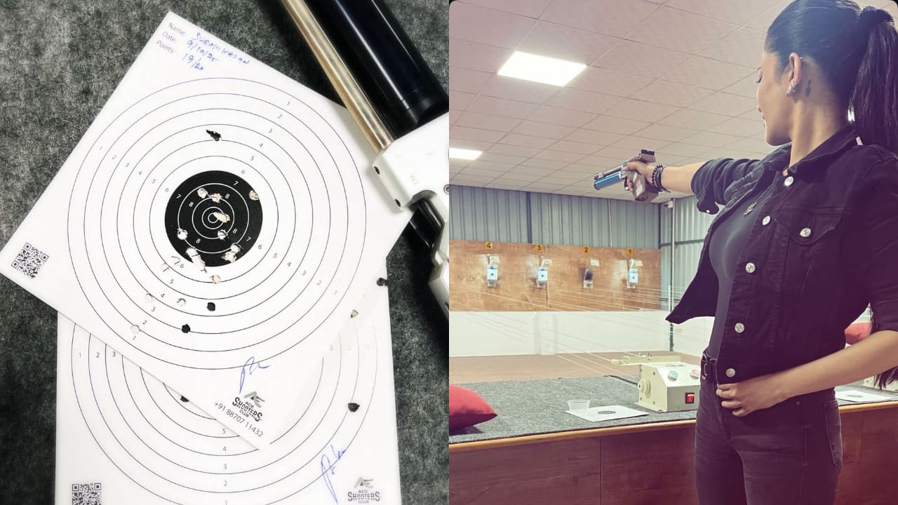 Shruti Haasan takes aim: Actress shows off her pistol shooting skills in style