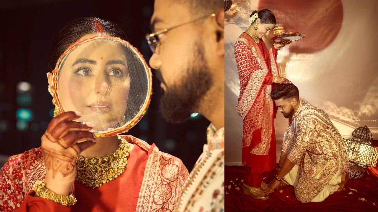 Hina Khan and Rocky Jaiswal Hina celebrated her first Karva Chauth with Rocky and dedicated a caption along with pictures, which stated, ‘When true love finds true hearts, the bond grows beyond boundaries. Our world revolves around each other, and in every celebration, every festival, and every joy, our love grows deeper and deeper.’ 
