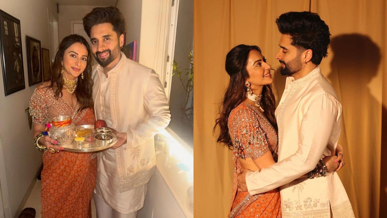 Rakul Preet Singh and Jackky Bhagnani Actress Rakul Preet Singh celebrated the festival of Karwa Chauth with her husband Jackky Bhagnani. The couple wore traditional outfit for the celebration and performed the ritual for the long life and well-being of her husband. Rakul Preet Singh and Jackky Bhagnani Actress Rakul Preet Singh celebrated the festival of Karwa Chauth with her husband Jackky Bhagnani. The couple wore traditional outfit for the celebration and performed the ritual for the long life and well-being of her husband.