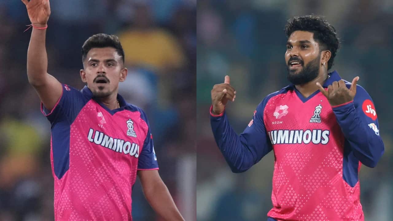 Rajasthan Royals: Wanindu Hasaranga and Maheesh Theekshana The Spin duo Wanindu Hasaranga and Maheesh Theekshana might be released by RR. But Kumar Sangakkara may change this decision as he returns as head coach. (Photo- AP and BCCI)