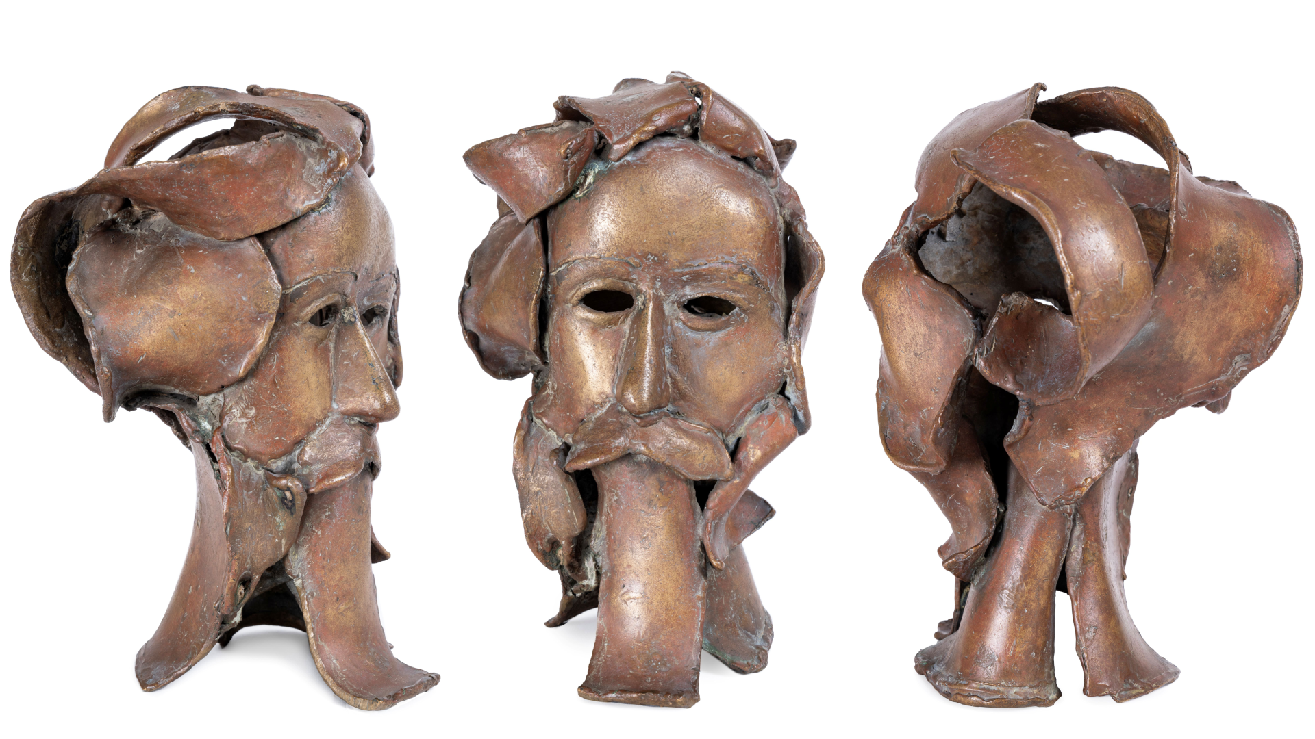 Without a doubt, the exhibition offers a sampling menu of sorts: Works by India’s best sculptors, albeit offered without much comment. There are works here by Chittagong-born Somnath Hore who was deeply affected by the Bengal famine and captured human suffering in his sketches, prints and sculptures. (Don’t miss his works depicting Rabindra Nath Tagore — pictured here, and a bird in minimal metal). 