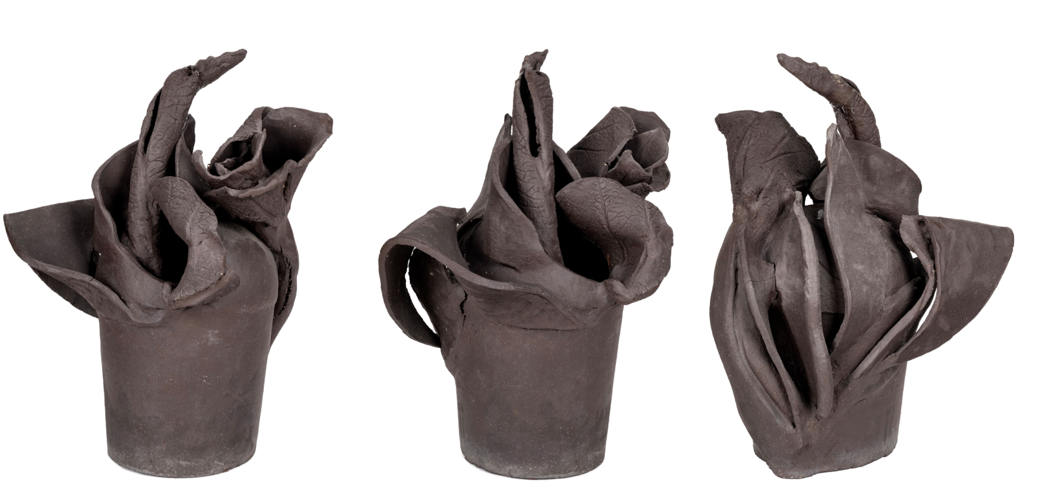 Mrinalini Mukherjee is perhaps best known for her hemp and jute sculptures that depict the mythological and evoke the human form. Trained at the MS Baroda University under KG Subramanyam, Mukherjee also worked with terracotta and bronze in her later years. The work included in this show depicts a flower — the bud unfurling as the flower blooms. In the show catalogue, curator Yashodhara Dalmia writes: “In the plant formation in the show the terracotta configuration billows out swaying with the breeze as it were. The lush vegetal growth seems infused with fertility while spreading outwards denoting a rich horizon of abundance and fecundity as well as a prescient sense of an apocalyptic reality.”