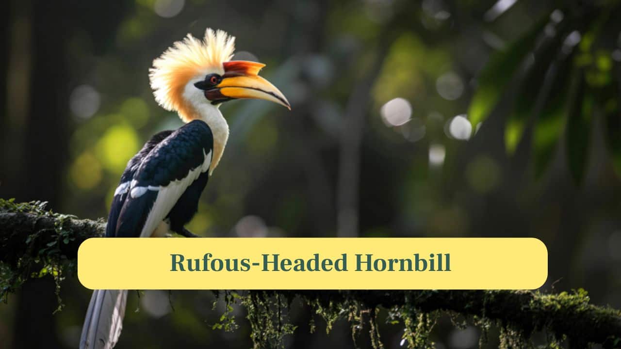8. Rufous-Headed Hornbill: Endemic to the Philippines, this hornbill has a distinctive red casque and is critically endangered due to habitat loss. (Image: Canva)