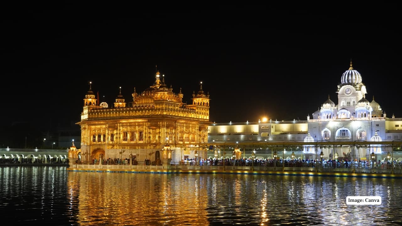 3. Amritsar, Punjab The Golden Temple is glittering with diyas and colourful lights that are reflected on the sacred sarovar. Fireworks fill the sky above the earth at night with a captivating conglomeration of belief, rejoicing and charm. (Image: Canva)