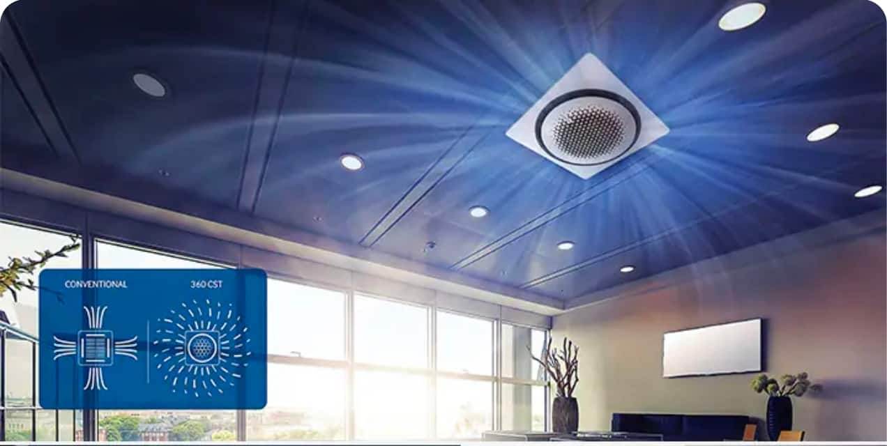 The new Cassette ACs feature Samsung’s signature WindFree Cooling technology, which disperses air gently through thousands of micro-holes to eliminate direct cold drafts and maintain consistent comfort. This design is ideal for offices, retail, hospitality, and wellness environments where uniform, quiet air distribution is essential.