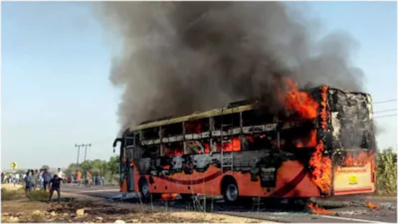 20 killed as moving Jaisalmer–Jodhpur bus catches fire