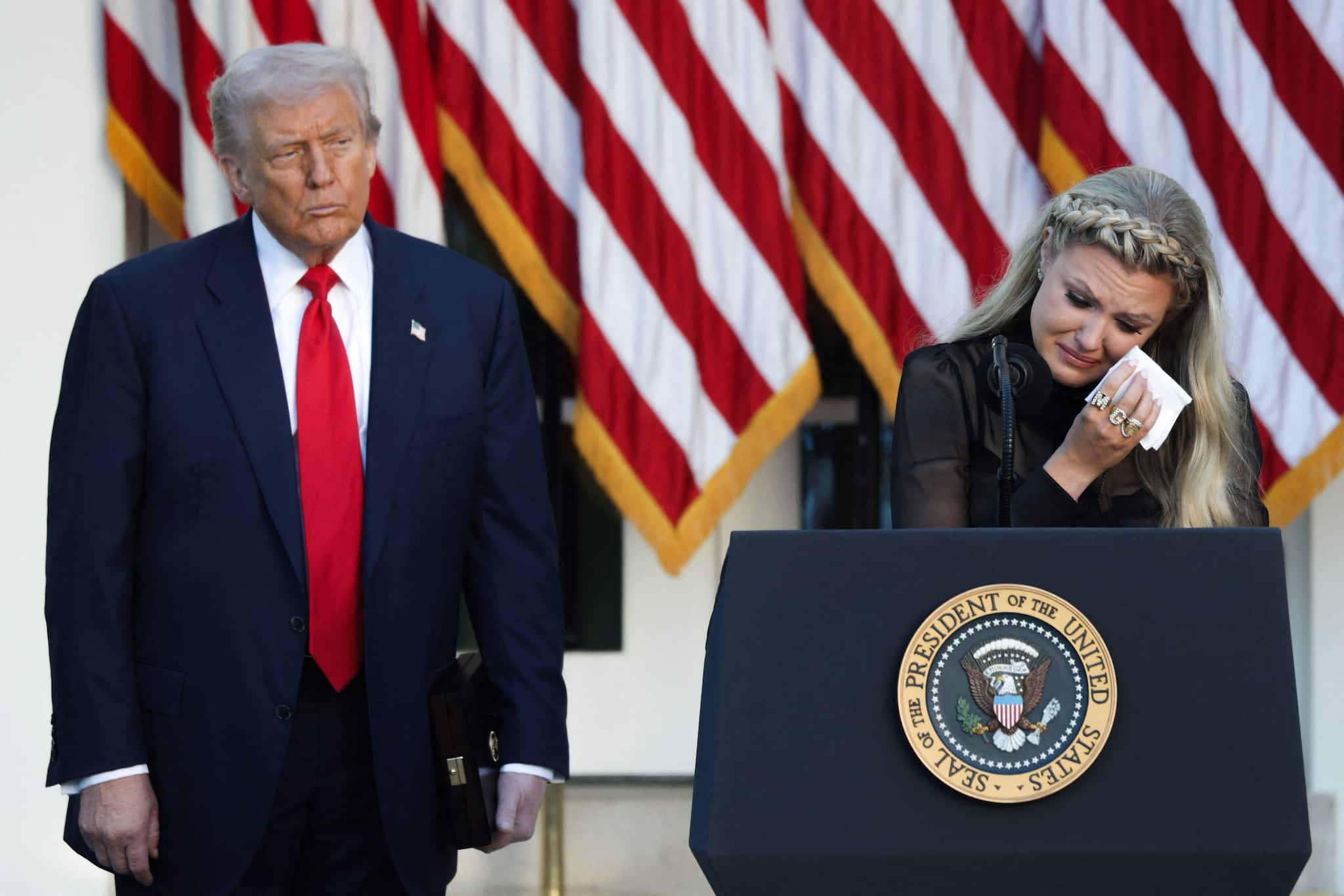 ‘Best birthday gift ever’: Erika Kirk fights back tears as Trump honors late husband Charlie with 'Medal of Freedom' | Watch