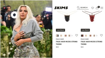 'With our daring new Faux Hair Panty, your carpet can be whatever colour you want it to be' Kim Kardashian's SKIMS announced.