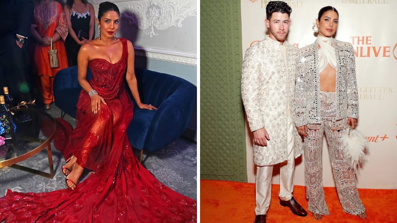 Priyanka Chopra ditches her ‘desi girl’ avatar for a glamorous red gown at the Diwali Ball